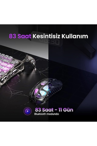 Gravastar Mercury K1 Mekanik Gaming Klavye Ve X Kablosuz Optik Mouse Seti, Stealth Black