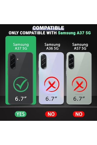 Samsung Galaxy A37 İle Uyumlu Kılıf Magnetik Standlı Kamera Korumalı Sürgülü Kapak Siyah