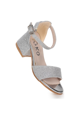 Kiko Kids Alexa Günlük Kız Çocuk 4 Cm Topuklu Sandalet Abiye Ayakkabı Gümüş GÜMÜŞ