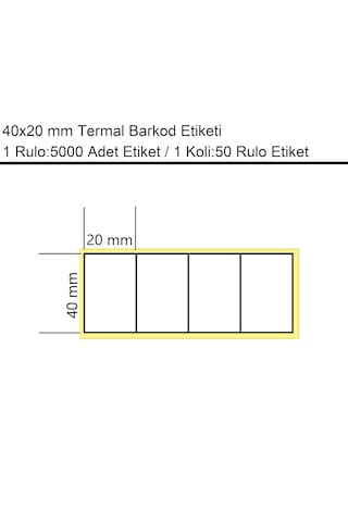 40x20 Mm Termal 4'lü Ürün Barkod Etiketi 5000'li Sarım 50 Rulo Etiket 50