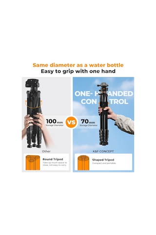 K&f Concept 190cm Alüminyum Tripod S255a3+bh-36 - 8kg Taşıma Kapasitesi