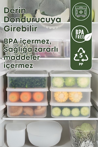 8'li Set 2,3 Lt Ve 3,5 Lt Sızdırmaz Buzluk Saklama Kabı