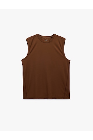 Koton Rahat Kalıp Bisiklet Yaka Kolsuz Basic Spor Atlet Kahverengi 6sam30044nk Kahve