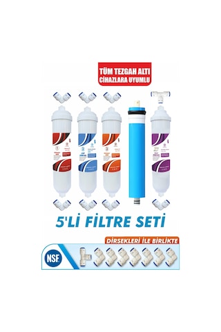 Kapalı Kasa Su Arıtma Cihazları Uyumlu Standart Membranlı 5'li Filtre Seti
