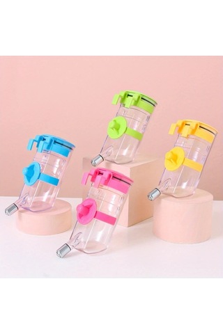 Elmpaly Pembe Sızdırmaz Tasmalı Seyahat Köpek Suluk Seti - Kafes Temizlik Dayanıklı