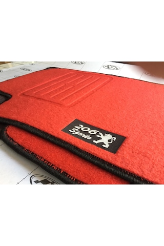 Peugeot 206 Logolu Mugen Kırmızı Paspas
