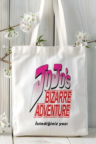 Art Hediye Jojo's Bizarre Adventureı Beyaz Baskılı Bez Omuz Çantası Kişiye Özel Model 1 Çok Renkli
