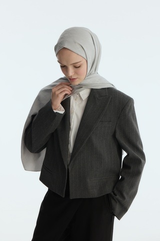 Mirsoy Scarf İpeksi Jakar Şal Kırlangıç Desen Gri