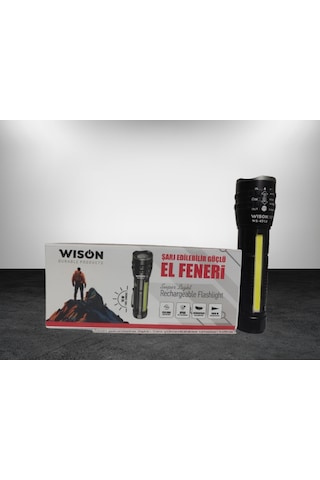 Ws-4312 10w 1000 Lümen Zoomlu Şarj Edilebilir El Feneri Siyah