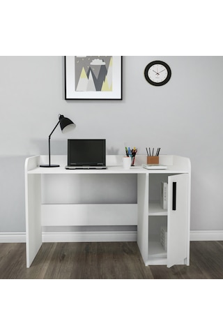 Arnetti Luses Dolaplı Çalışma Bilgisayar Masası Beyaz