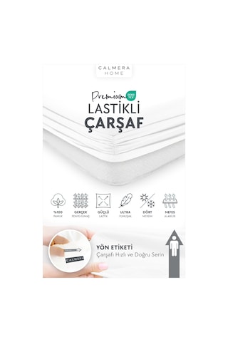 Calmera %100 Pamuk Penye Lastikli Çarşaf Çift Kişilik 140x200 - 150x200 - 160x200 Beyaz