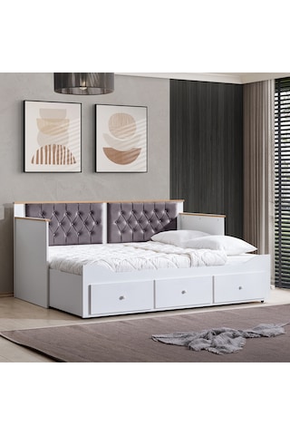 Alaçatı Divan Çekmeceli Açılır Çift Kişilik Karyola+soft Yatak