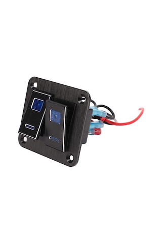 Youtek Araç, Karavan, Tekne Kontrol Paneli - 2 Açma Su Geçirmez Metal Levha - Alüminyum, Mavi Arka Işık, On-off Anahtar