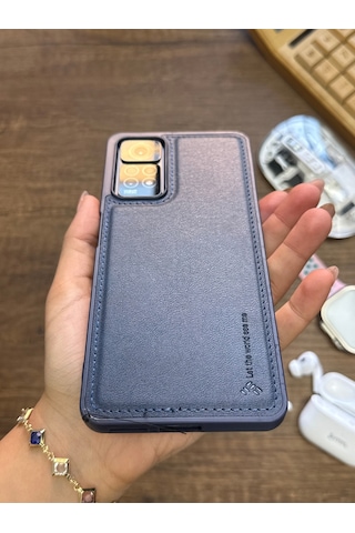 Redmi Note 11 Pro 4g Uyumlu Premium Deri Dokulu Darbelere Karşı Dayanıklı Nazal Silikon Kılıf Lacivert