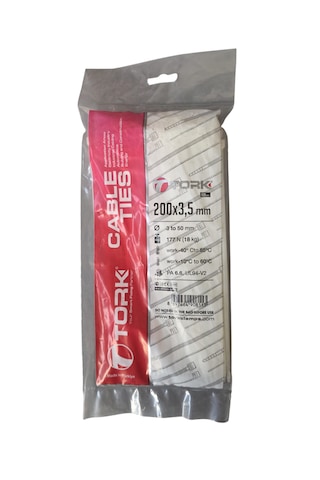 Tork 200x3,6 Mm Plastik Kablo Bağı Beyaz 100 Adet