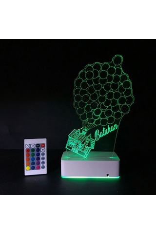 Kişiye Özel Uçan Ev Ve Balonlar Masaüstü 3D Led Lamba