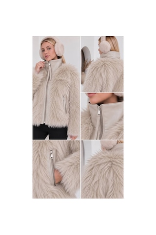 Moda Banuş Deri Garnili Lolita Kürk Bej