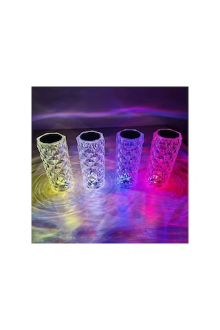 Kristal Masa Lambası Rgb Led Dokunmatık Usb Şarjlı Unichrome Beyaz