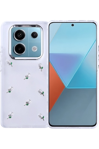 Noktaks - Xiaomi Uyumlu Xiaomi Redmi Note 14 Pro 4g - Kılıf Airbag Tasarımlı Simli Şeffaf Koruyucu Kutup Kapak - Kiraz T37079 Kiraz