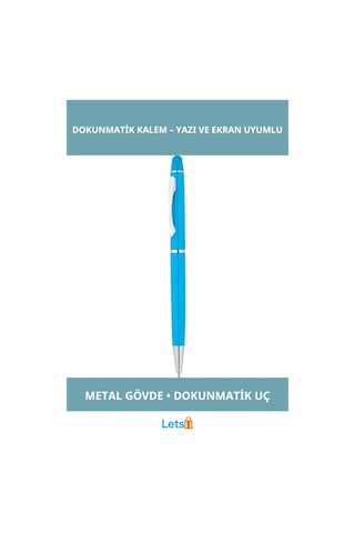 Şık Turkuaz Metal Dokunmatik Kalem 14 Cm Çok Renkli