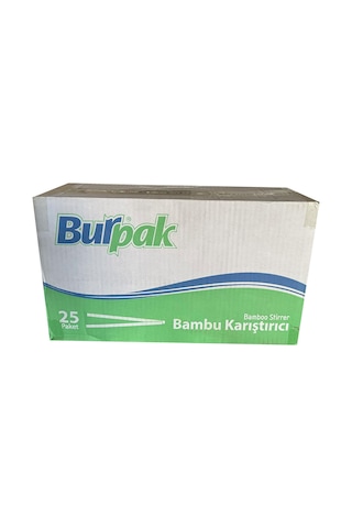 Burpak Tahta Ahşap Bambu Çay Kahve Karıştırıcı Çubuk Kaşık - 11 Cm. - 400 Adetlik 25 Paket Ahşap