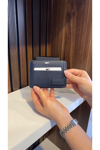 Mft Leather Hakiki Deri Mıknatıslı Kartlık Mona 1103 Lacivert