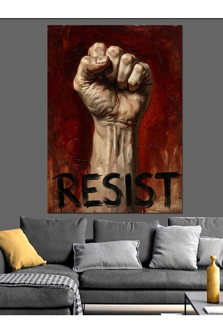 Resıst Yumruk Protesto Poster Dekoratif Kanvas - Mdf Ahşap Tablo