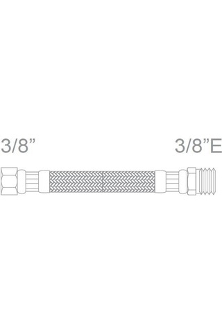 3/8"-3/8"e 20 Cm Paslanmaz Çelik Örgülü Flexible Bağlantı Hortumu 8x12 Dn8 -epdm