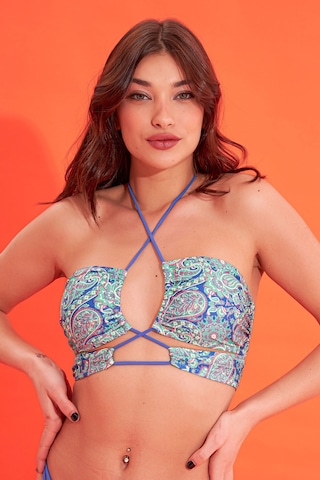 Loya Kadın Renkli Marana Boyundan Bağlamalı Tek Üst Bikini Çok Renkli