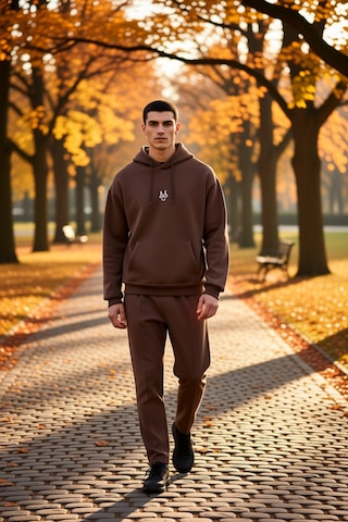 Benerly Erkek Kapüşonlu Standart Kol Kanguru Cep Sweatshirt Fonksiyonel D Koyu Kahverengi