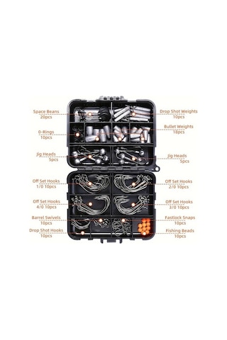 Fochsia Toudsplu 148 Parça Texas Balıkçılık Seti Kurşun Jig Oltaları Halka Ve Klipsli Tatlı Ve Tuzlu Su Balık Avı