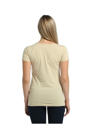 Bant Giyim - Yin Yang Kedi Krem Kadın T-Shirt Tişört