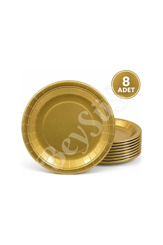 Parti Kağıt Tabak 8li Gold
