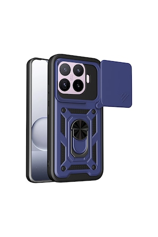 Xiaomi Mi 17t Pro İle Uyumlu Kılıf Magnetik Standlı Kamera Korumalı Sürgülü Kapak Lacivert