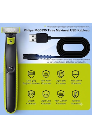 My Polo Tıme Philips Uyumlu Oneblade & Multigroom Usb Şarj Kablosu - Qp1924 Qp2724 Qp2824 Qp4530 Qp4631 Mg5910
