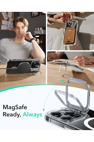 Esr Apple Uyumlu iPhone 16 Pro Halolock Mag Safe Classic Hybrid Standı Silikon Kılıf Şeffaf