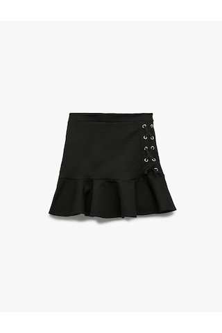 Koton Bağlama Detaylı Viskon Karışımlı Volanlı Etek Siyah 6wkg70017ak Siyah