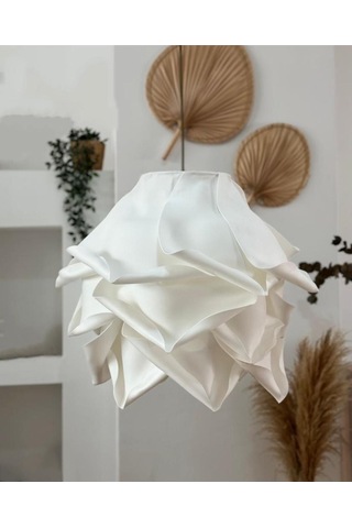 Modern Eva Gül Beyaz Tasarım Sarkıt Avize Beyaz