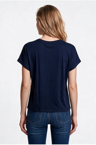 Daido Daıdo Kadın Bisiklet Yaka Düşük Omuz Pamuklu Kısa Kollu T-shirt 19y331900200 Lacivert