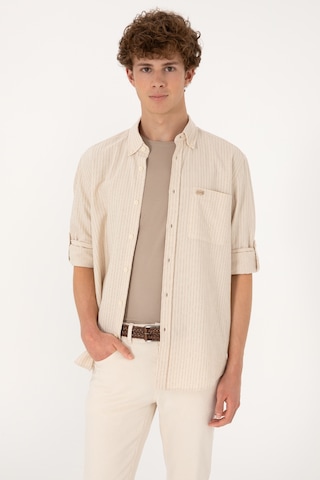 U.S. Polo Assn. Erkek Krem Comfort Fit Cepli Gömlek 50306383-VR071