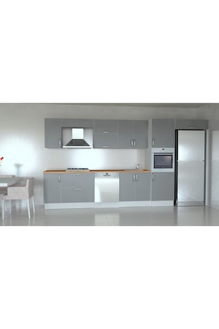 Mobilique Gri Tezgahsız Hazır Mutfak 408 CM