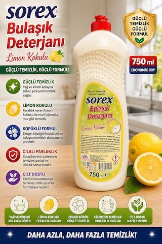 Sorex Bulaşık Deterjanı 750 Ml X3 Set Elde Bulaşık Yıkama Deterjanı