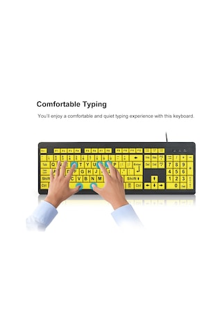 Geeksen Büyük Yazılı Usb Klavye - Görme Engelliler Ve Yaşlılar İçin Rahat Kullanım