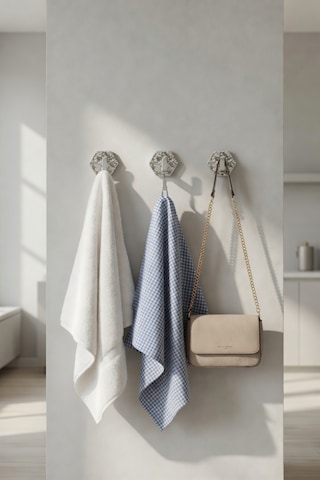 Yapışkanlı Güçlü Buz Desen Lüks 5 Li Duvar Askısı Banyo Mutfak İçin Havlu Askısı Askılık Beyaz