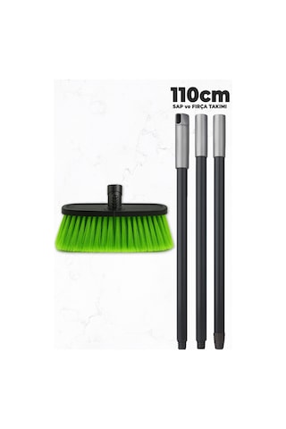 Saplı Ev Fırçası - Ekstra Kaliteli - 120cm Sap - Demonte Sap - Uzun Fırça Kılı - Oto Fırçası