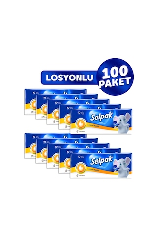 Selpak® Losyonlu Mendil 100'lü ( 10 x 10 )