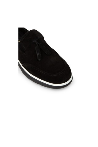Deery Erkek Hakiki Süet Siyah Püsküllü Loafer - 02048msyhe01