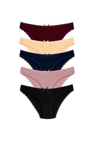 New Lilla 1101 Bikini Kadın T. Dantelli Külot Paketi (555344039) Çok Renkli