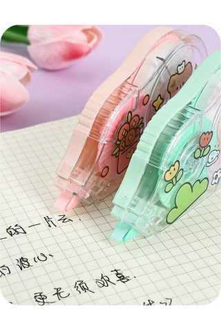 Honmex 30m Uzunluklu Mx7830 Geniş Boyutlu Düzeltme Bandı - Pembe Makaron Rengi Öğrenci Stationery - Plastik Kasa Pet Film Gümüş