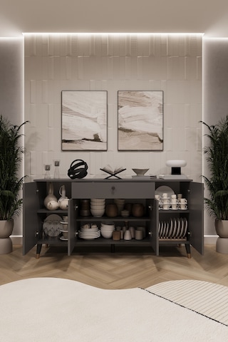 Asra Trend Lüks Konsol Tv Ünitesi %100 Mdf Salon Ve Yemek Odası Ünitesi Knsl03 Koyu Gri